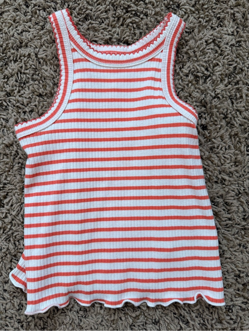 Cat & Jack White and Coral Striped Ribbed Tank Top